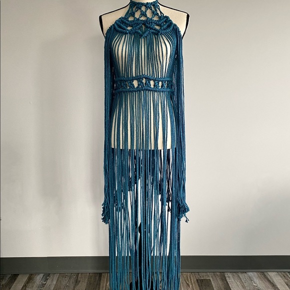 Handmade Macrame Crochet Dress Unique Small - Picture 12 of 16